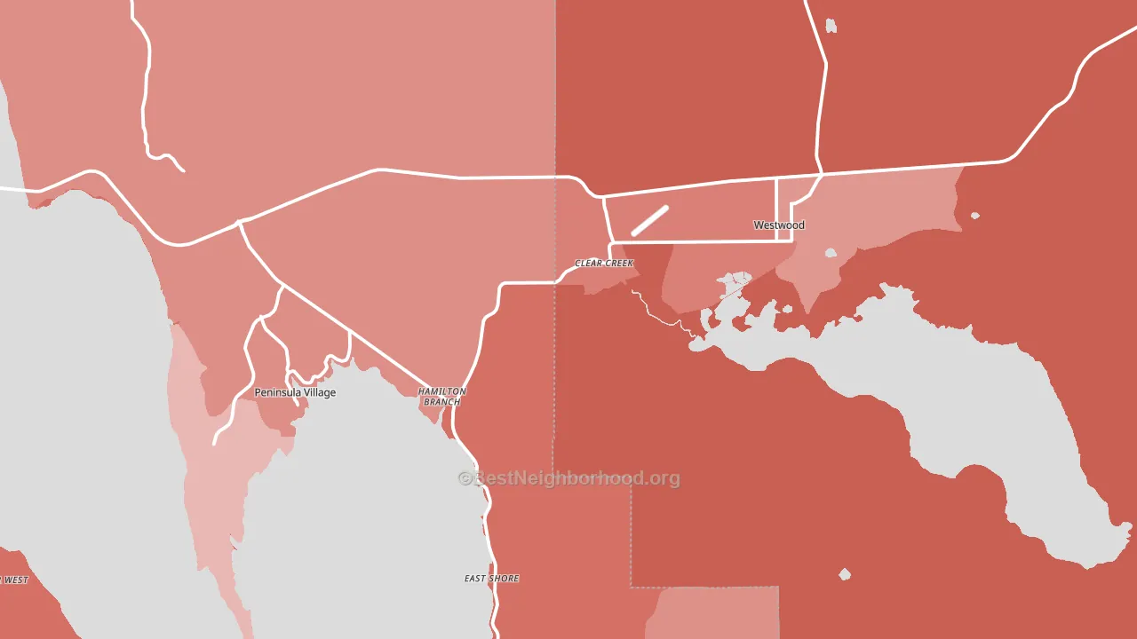 Westwood, CA block-group political-lean map
