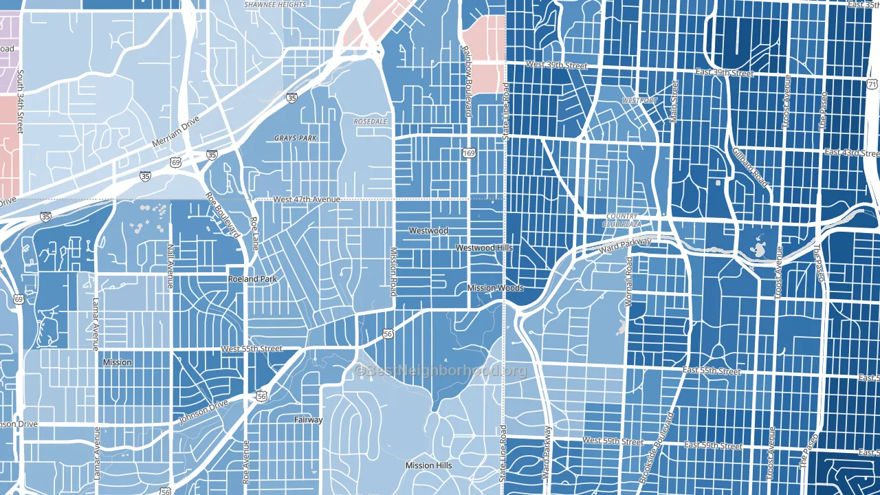 Westwood, KS block-group political-lean map