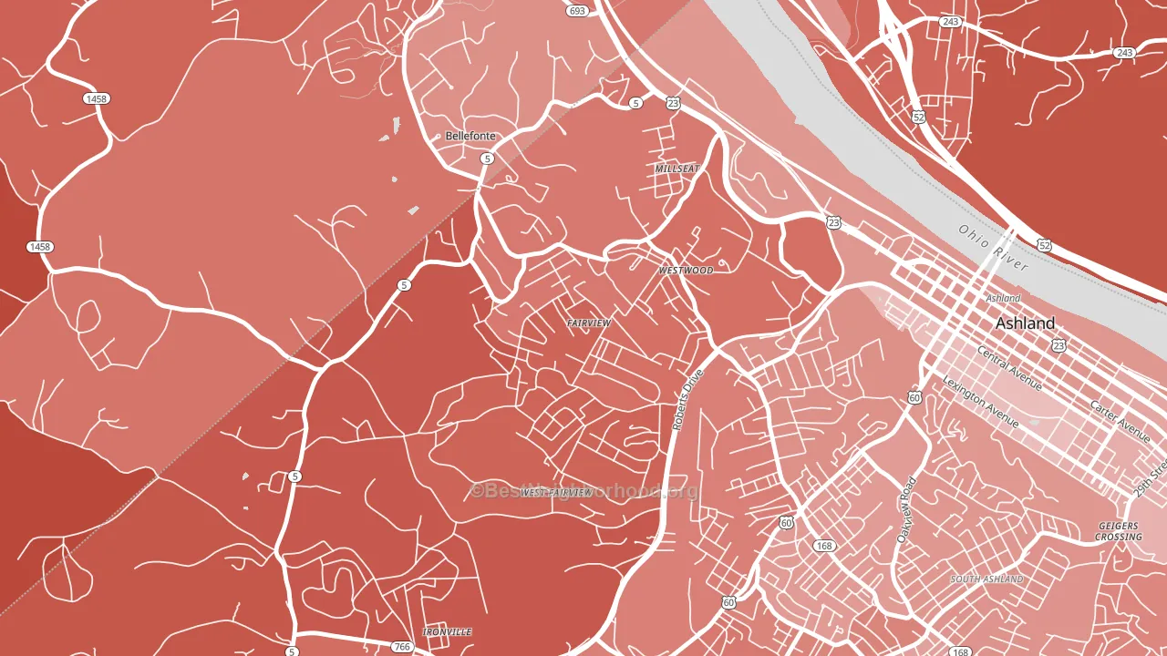 Westwood, KY block-group political-lean map
