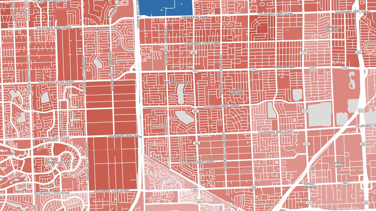 Westwood Lakes, FL block-group political-lean map