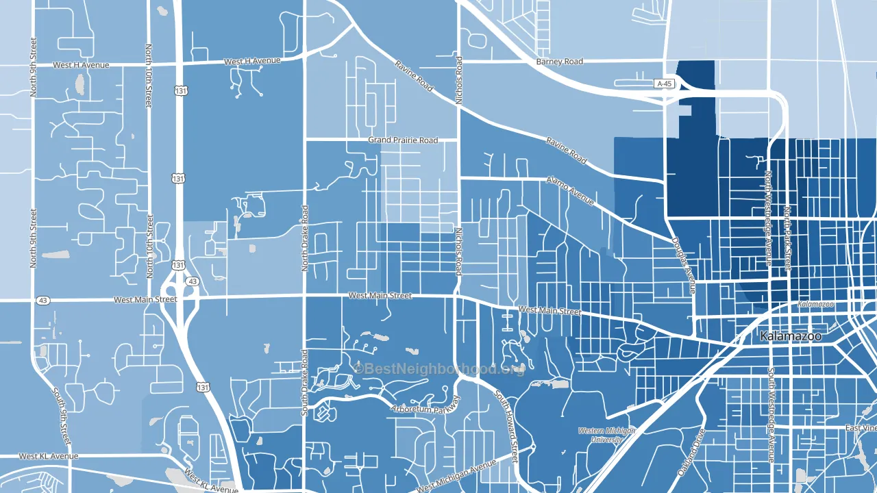 Westwood, MI block-group political-lean map