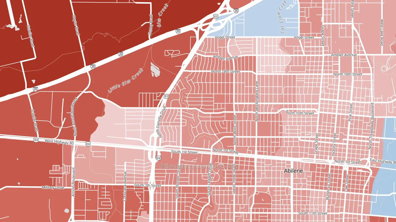 Westwood Richland, Abilene, TX block-group political-lean map