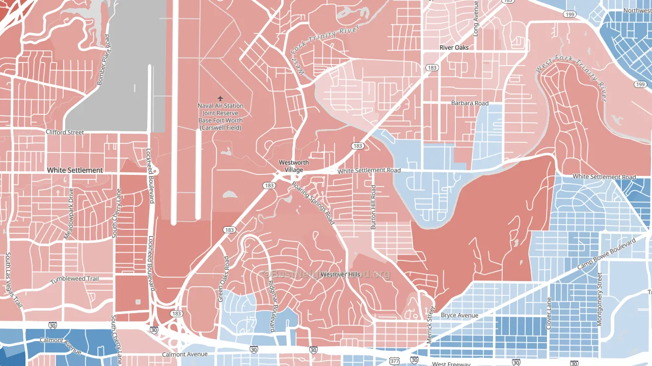 Westworth Village, TX block-group political-lean map
