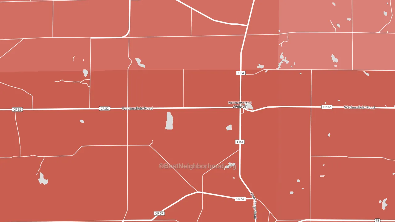 Wethersfield Springs, NY block-group political-lean map