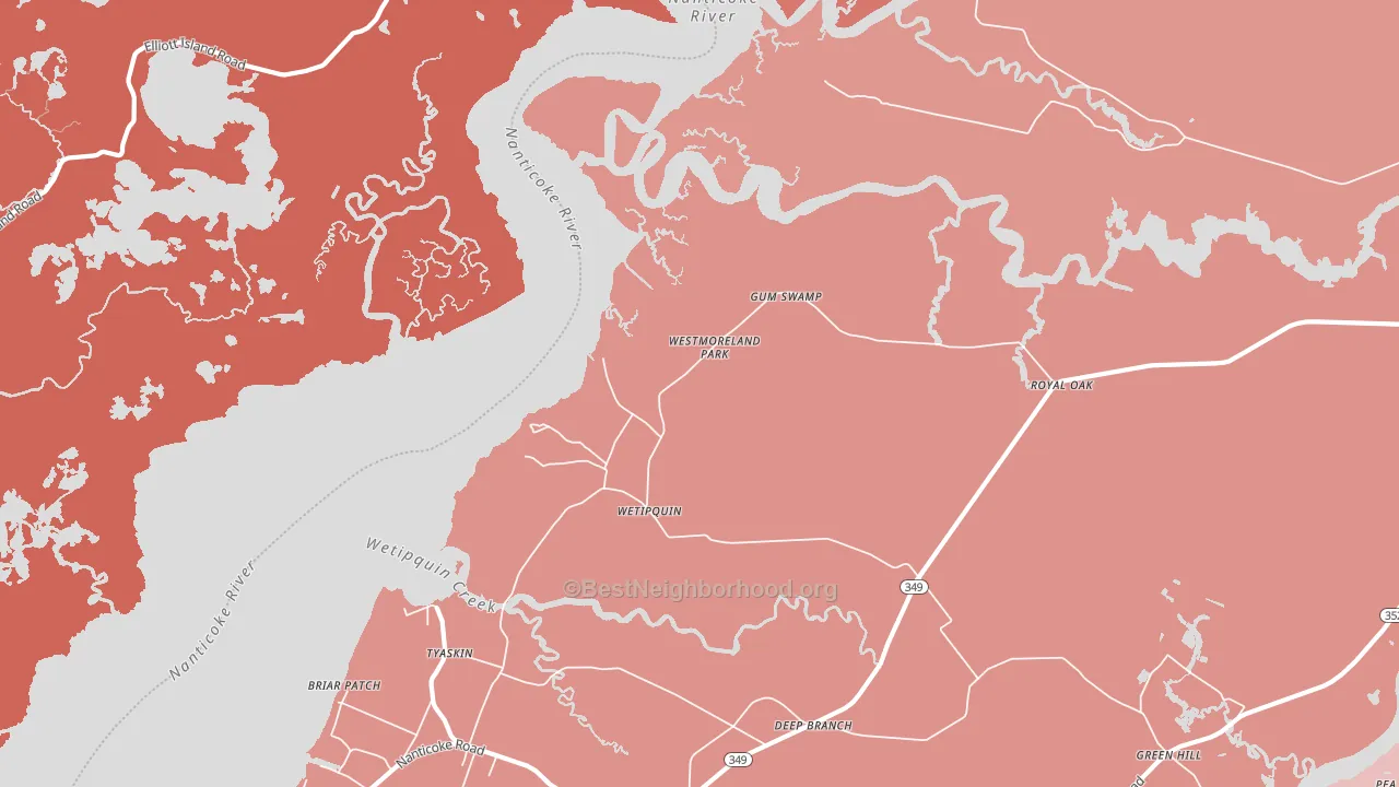 Wetipquin, MD block-group political-lean map