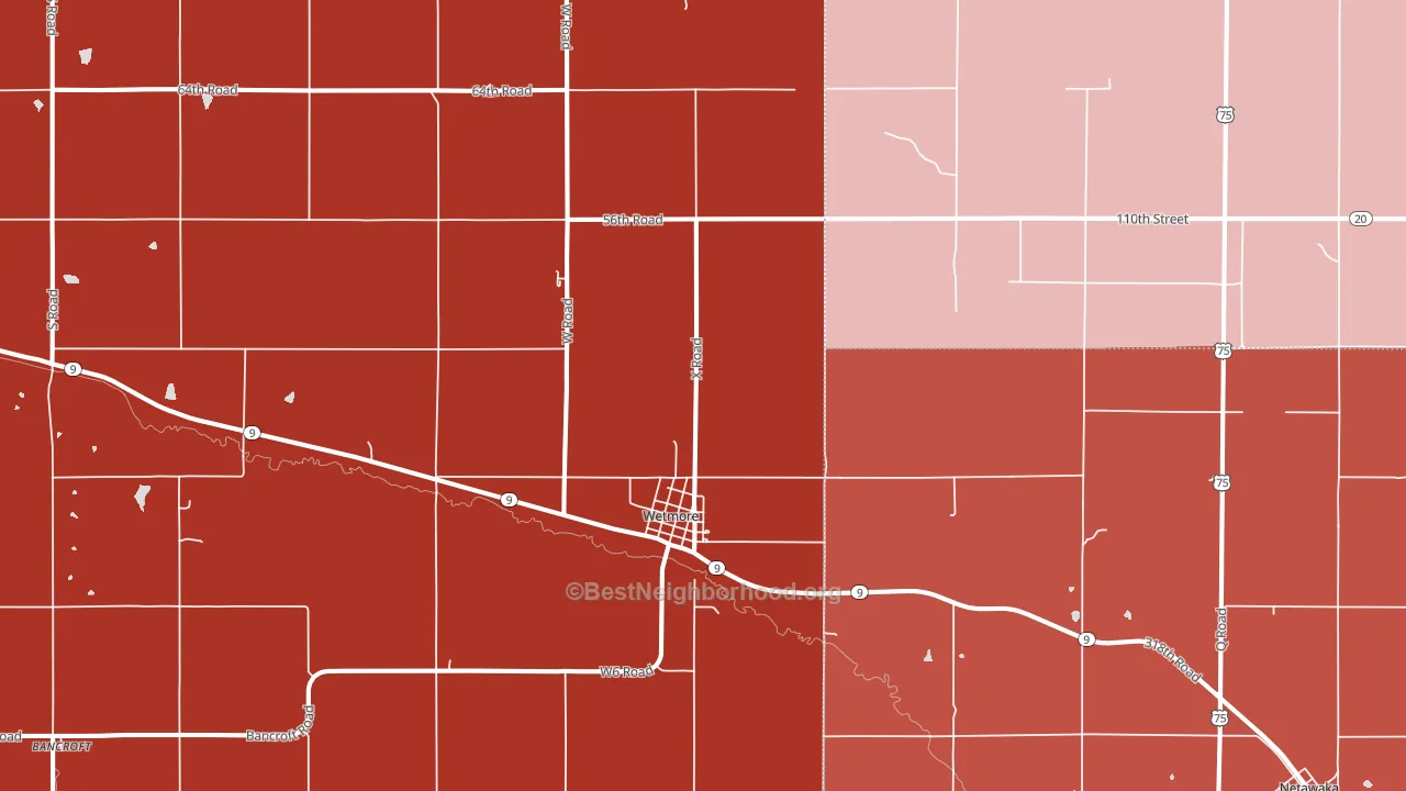 Wetmore, KS block-group political-lean map