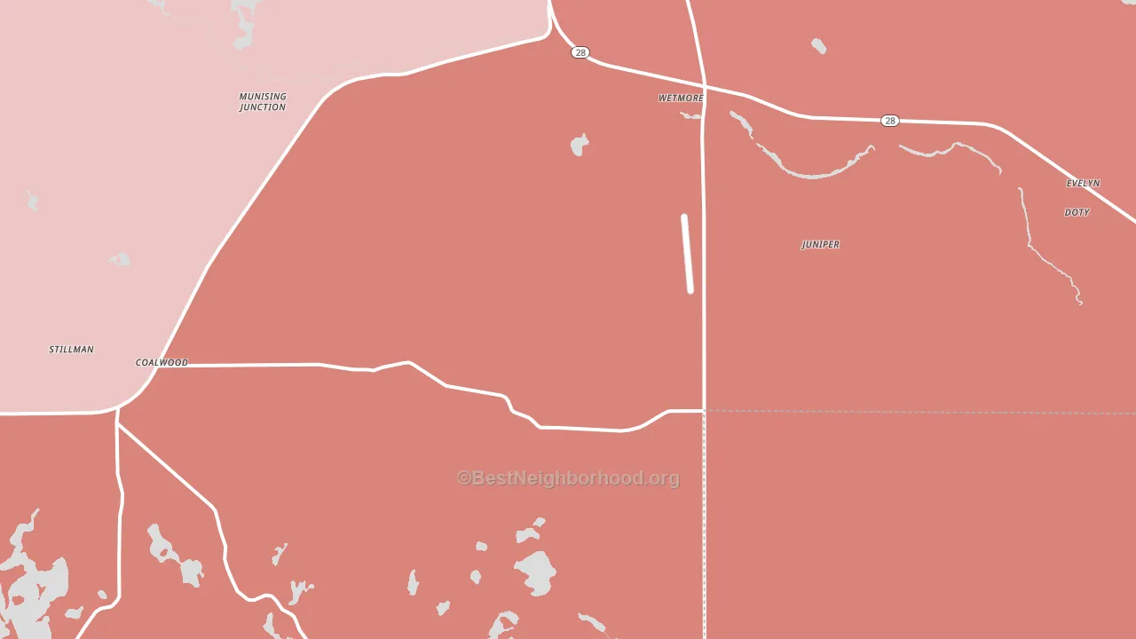 Wetmore, MI block-group political-lean map