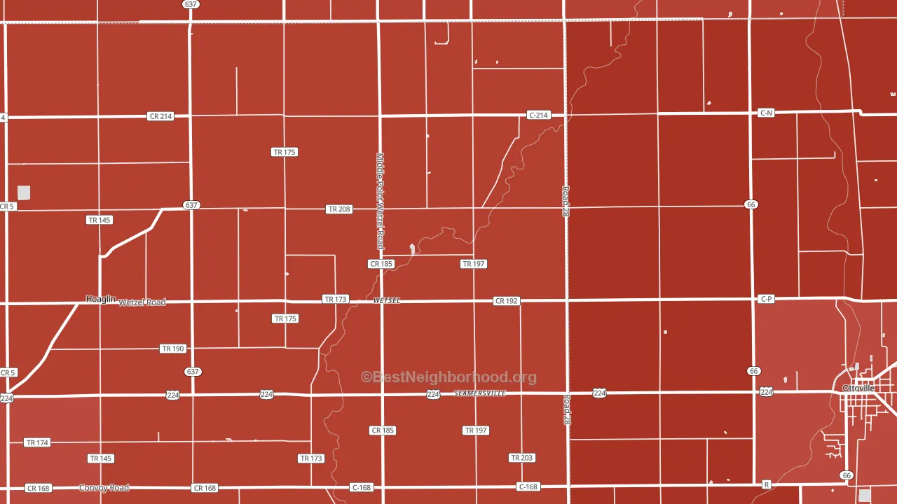 Wetsel, OH block-group political-lean map