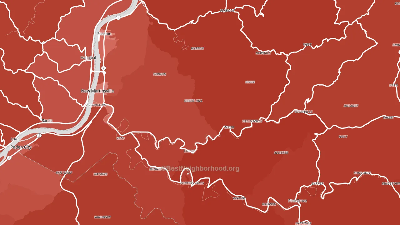 Wetzel County, WV block-group political-lean map