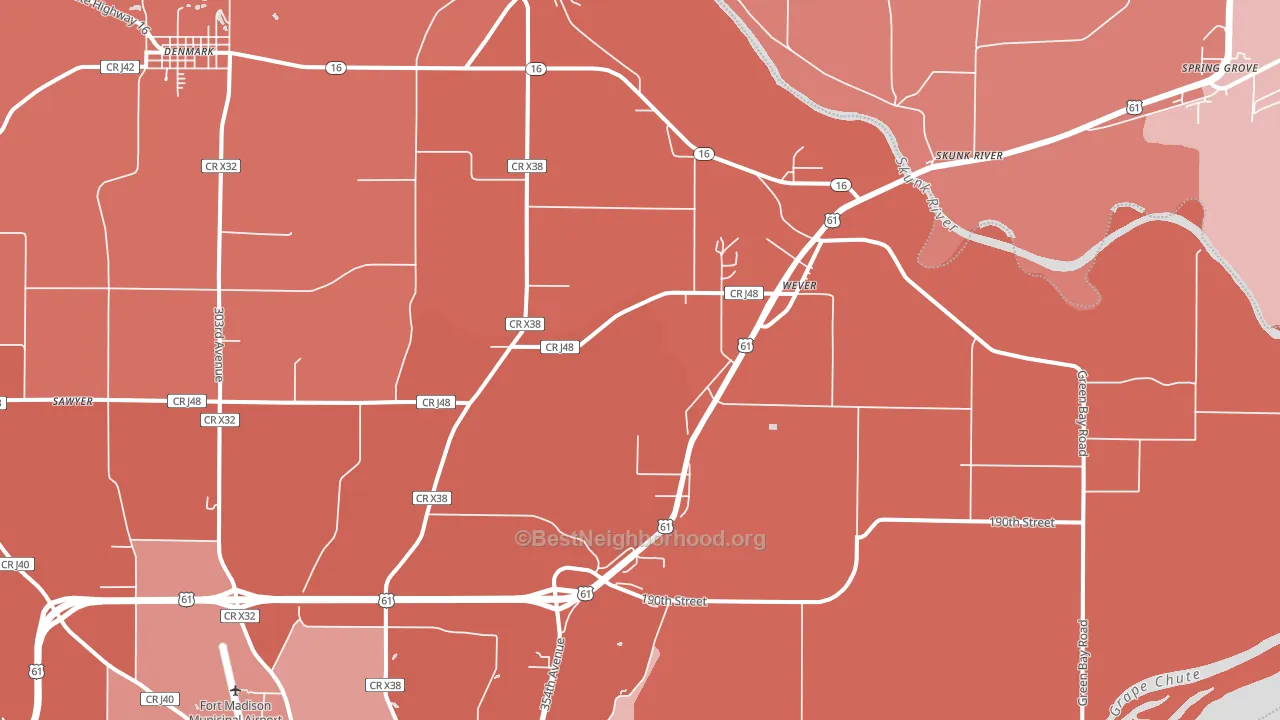 Wever, IA block-group political-lean map