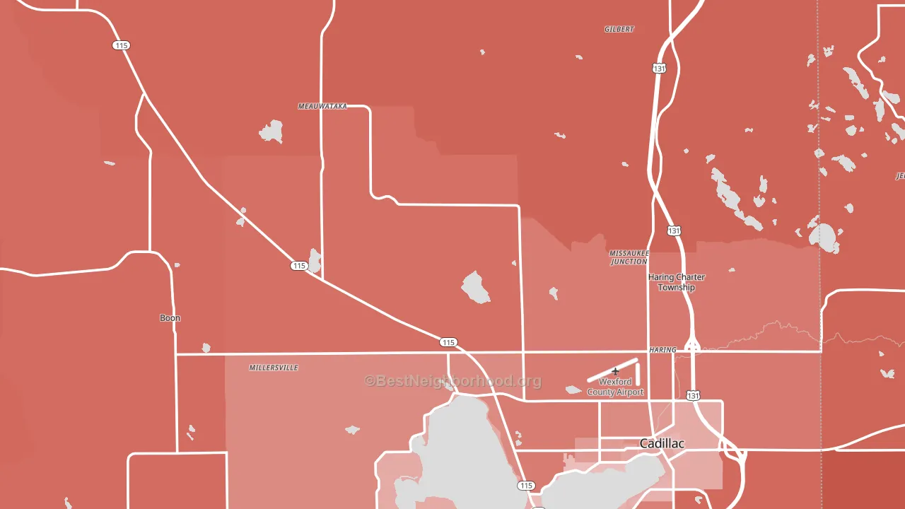 Wexford County, MI block-group political-lean map