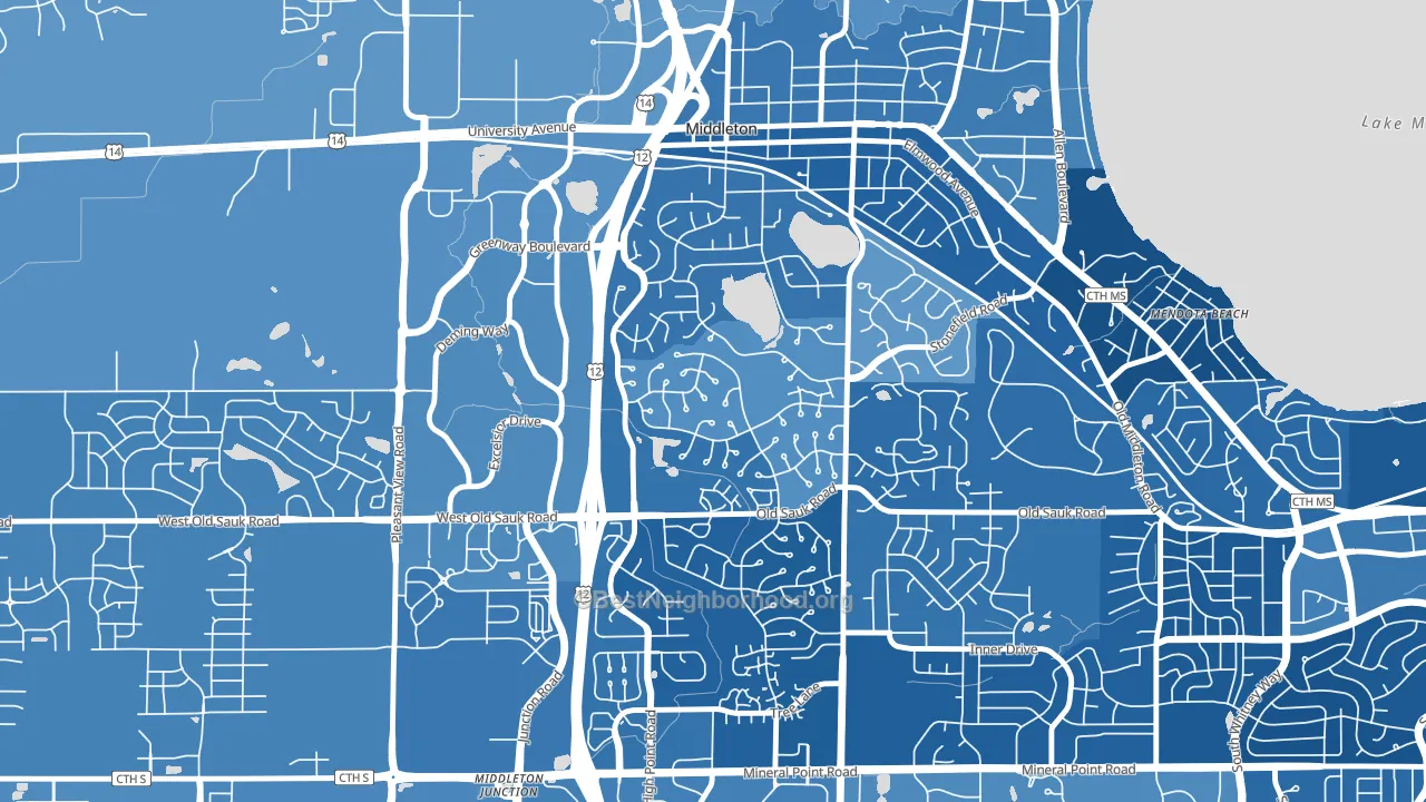 Wexford, Madison, WI block-group political-lean map