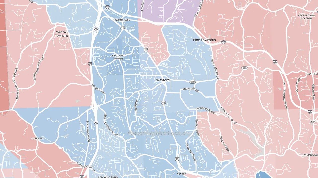Wexford, PA block-group political-lean map