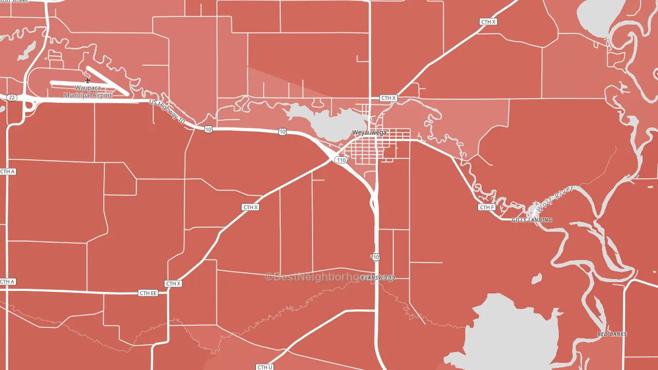 Weyauwega, WI block-group political-lean map