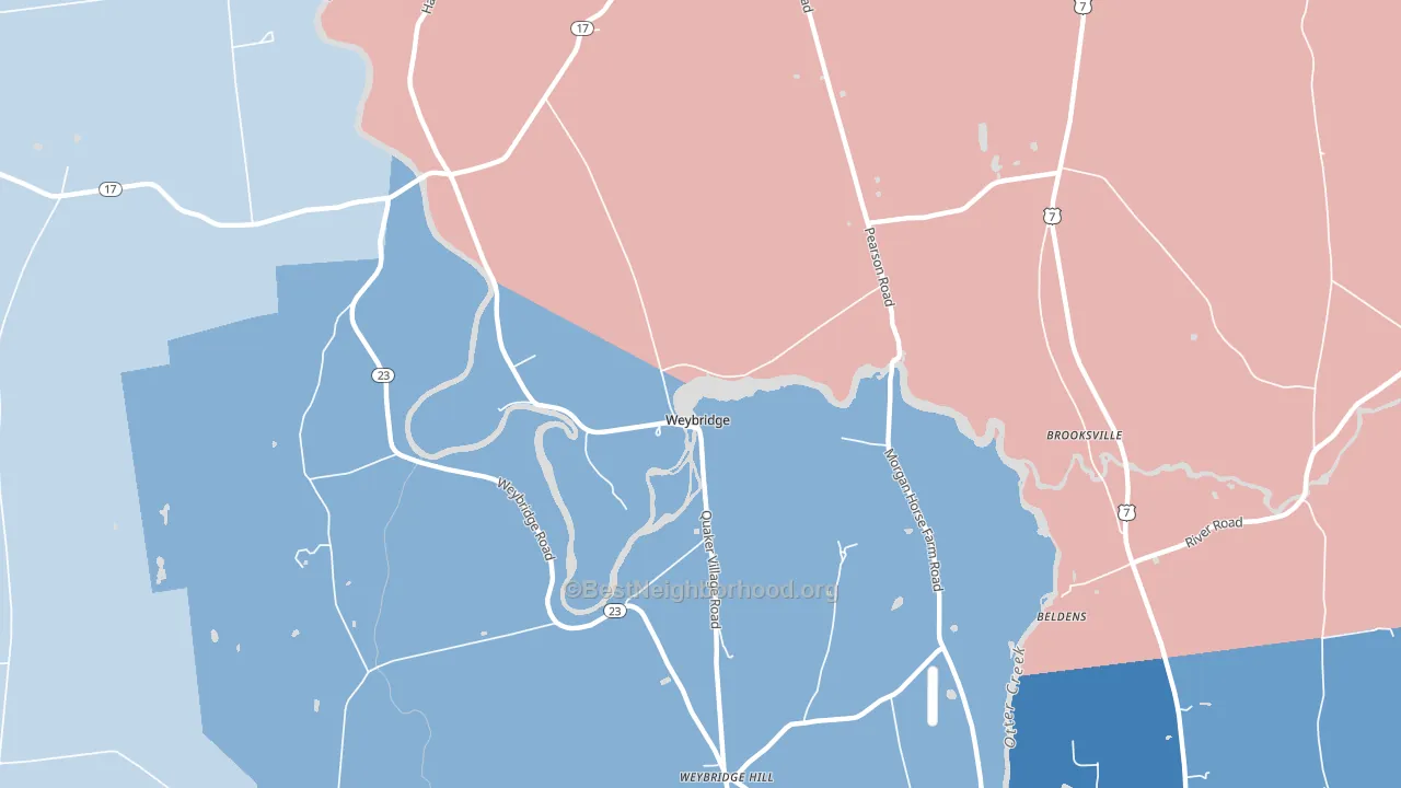 Weybridge, VT block-group political-lean map