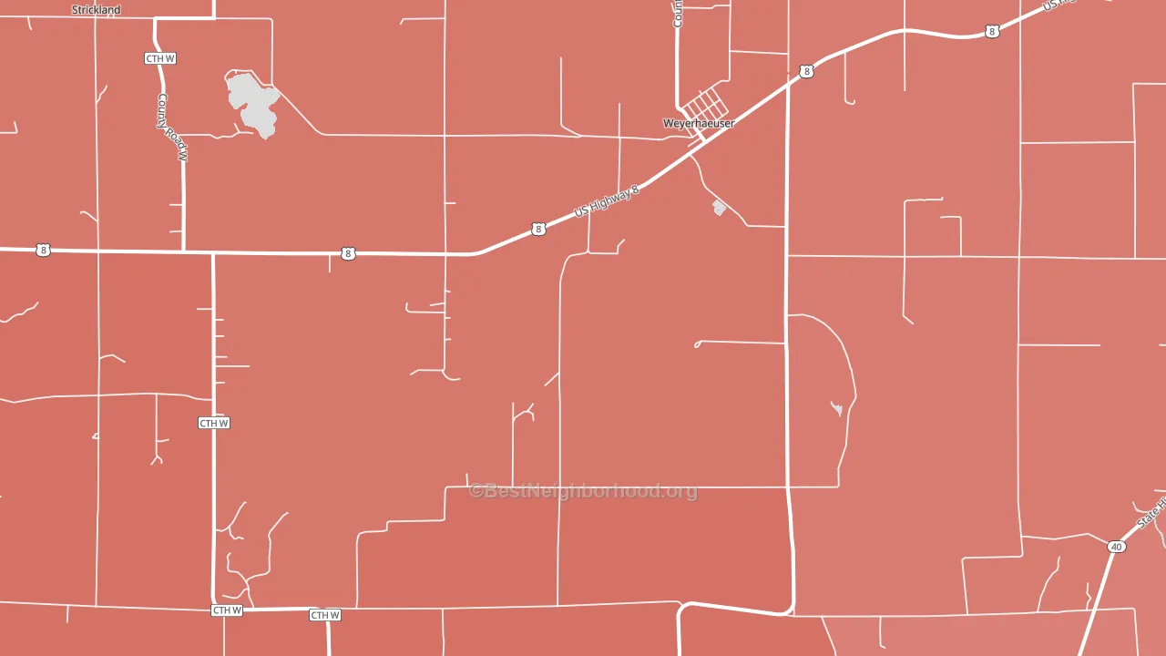 Weyerhaeuser, WI block-group political-lean map