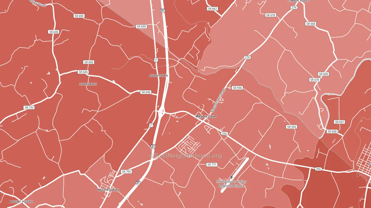 Weyers Cave, VA block-group political-lean map