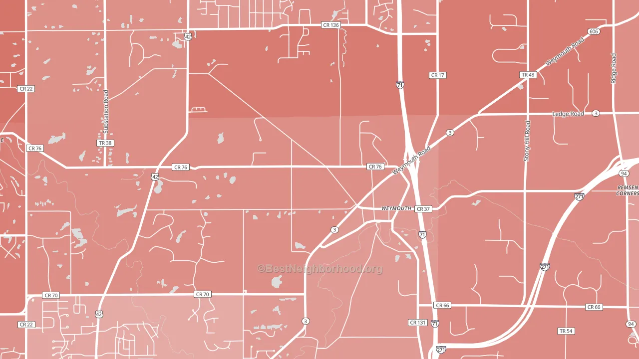 Weymouth, OH block-group political-lean map
