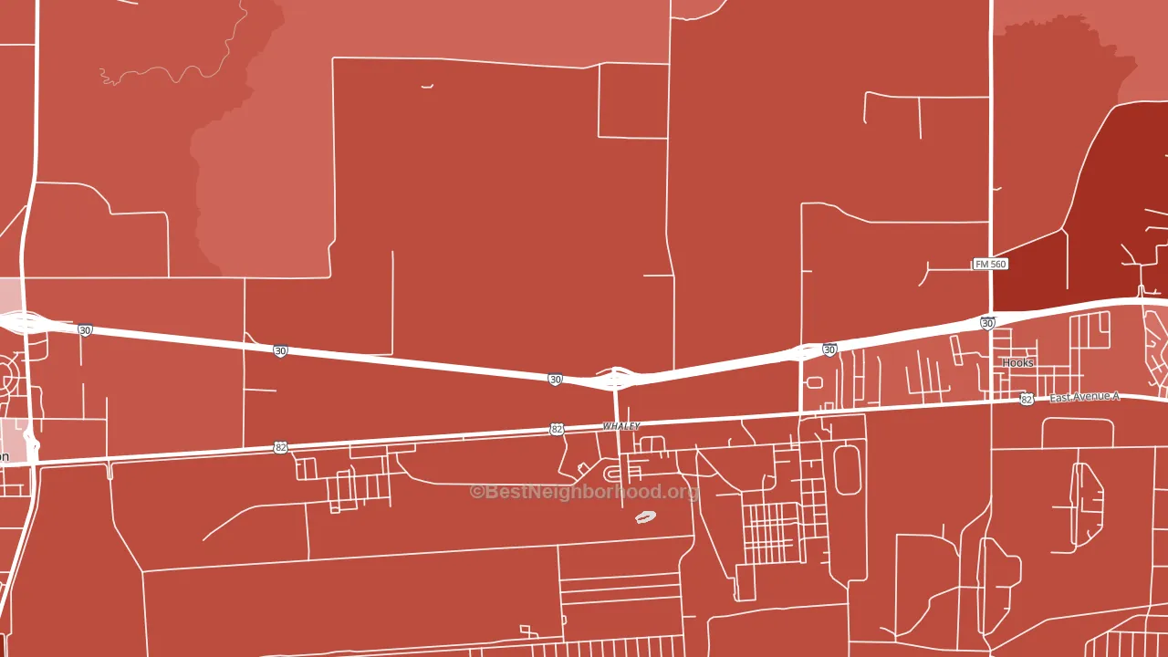 Whaley, TX block-group political-lean map