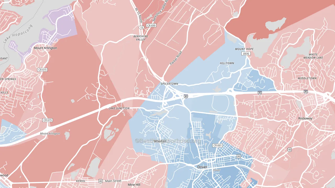 Wharton, NJ block-group political-lean map