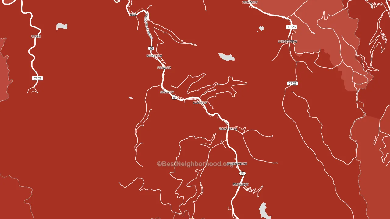 Wharton, WV block-group political-lean map