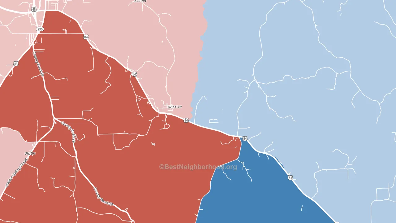 Whatley, AL block-group political-lean map