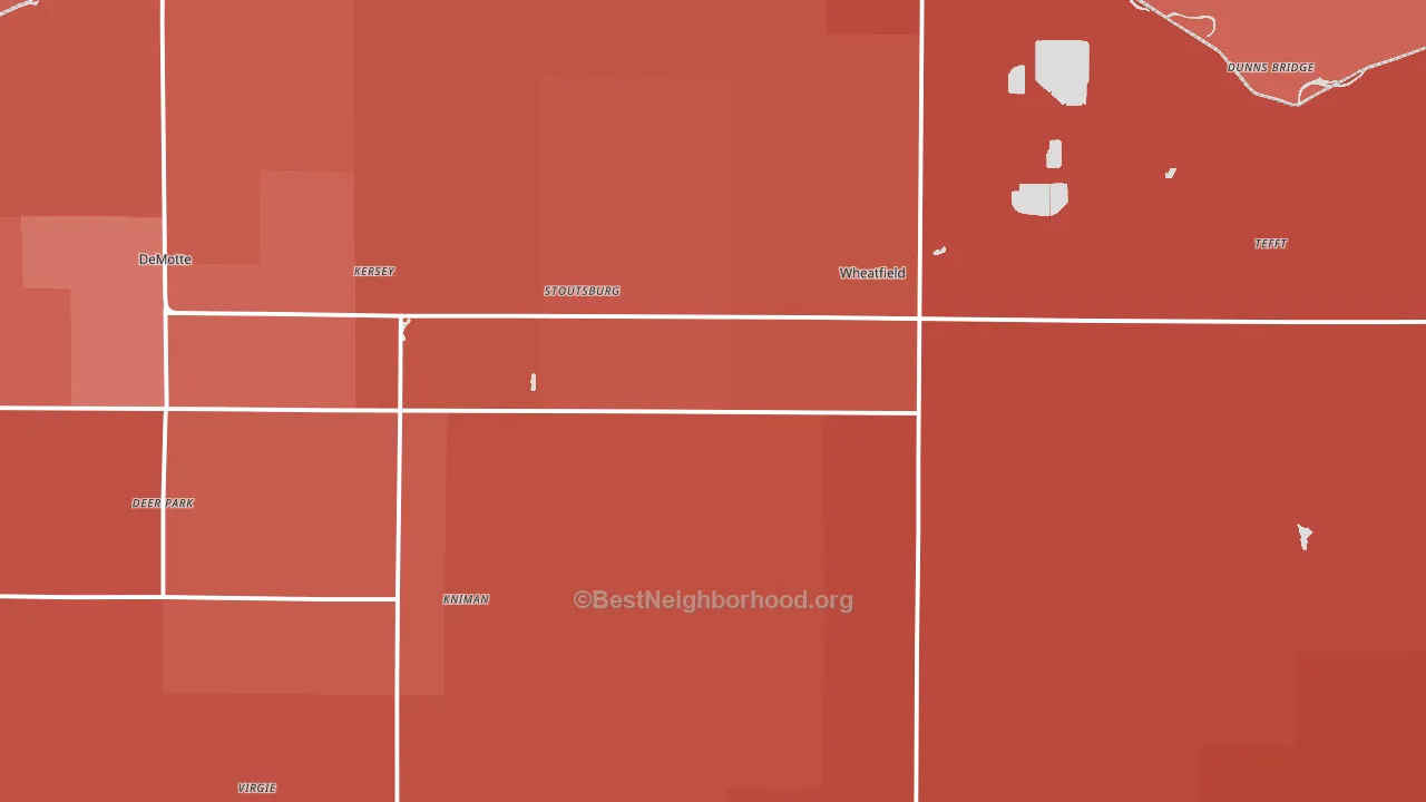 Wheatfield, IN block-group political-lean map