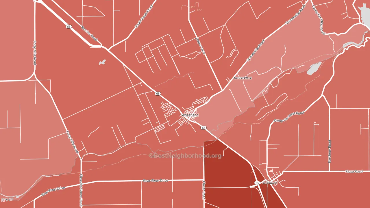 Wheatland, CA block-group political-lean map