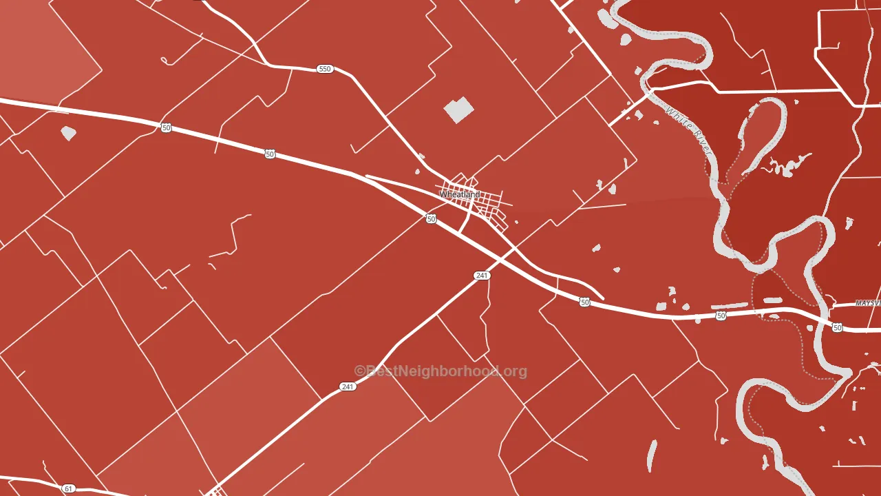 Wheatland, IN block-group political-lean map