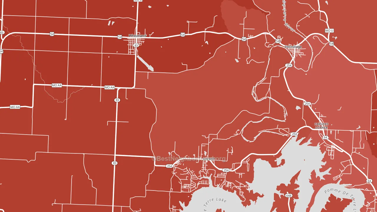 Wheatland, MO block-group political-lean map