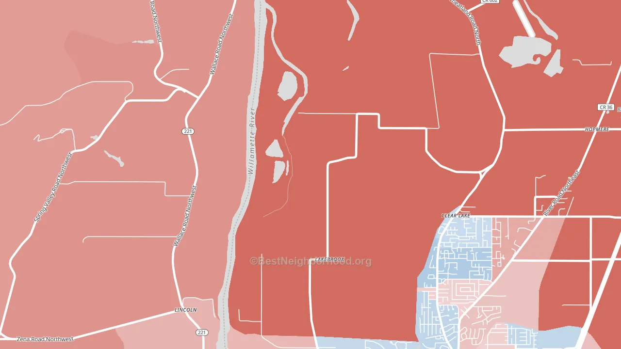 Wheatland, OR block-group political-lean map