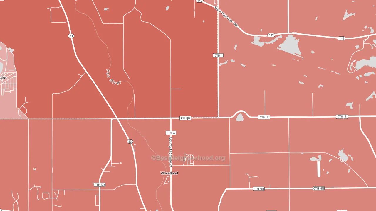 Wheatland, WI block-group political-lean map