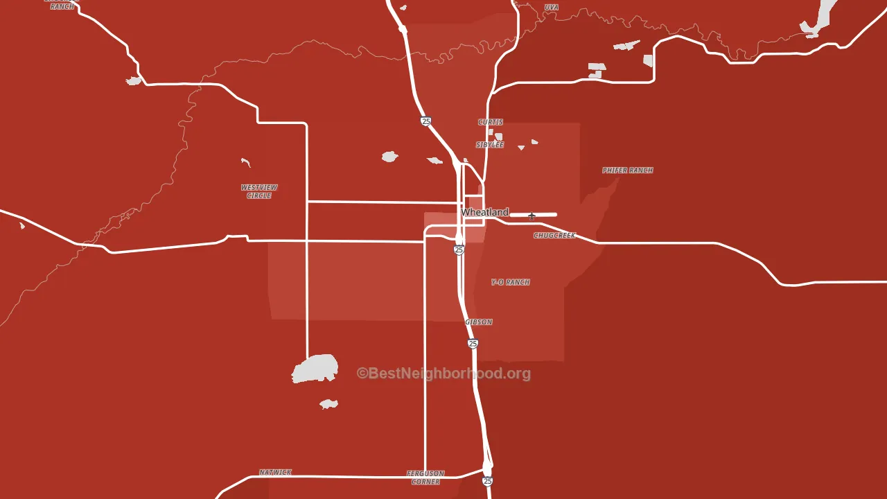 Wheatland, WY block-group political-lean map