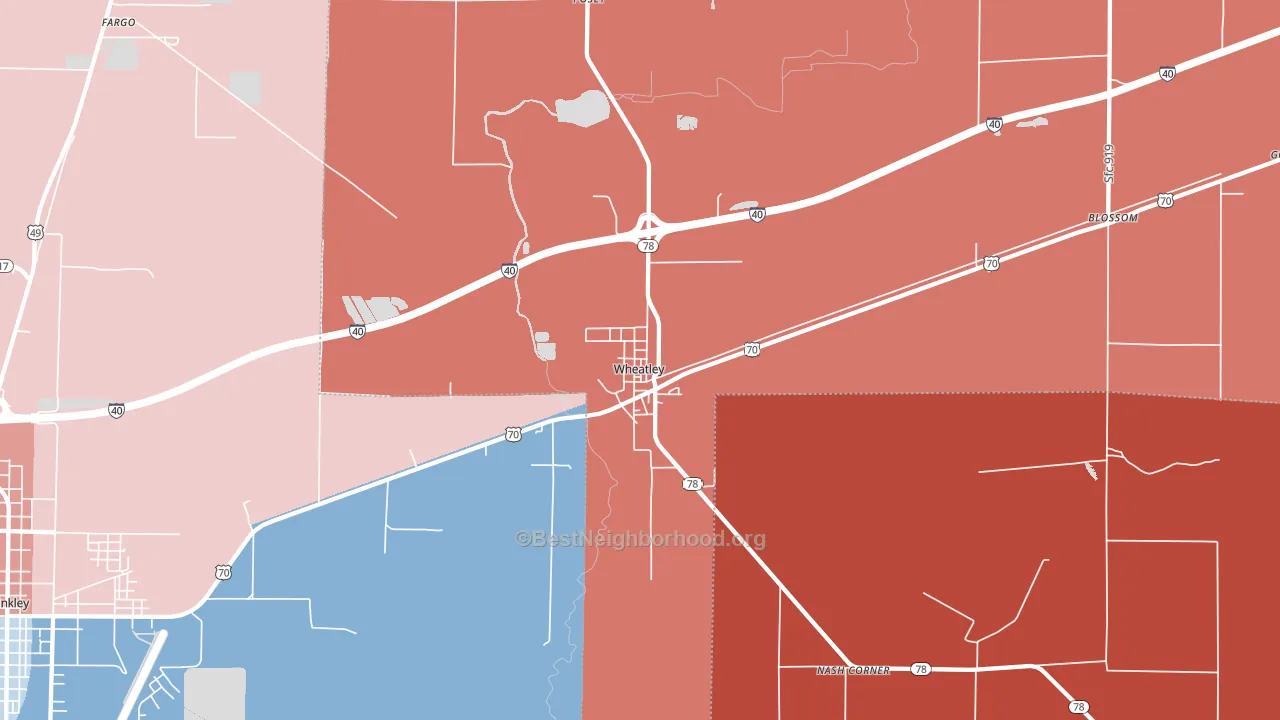 Wheatley, AR block-group political-lean map