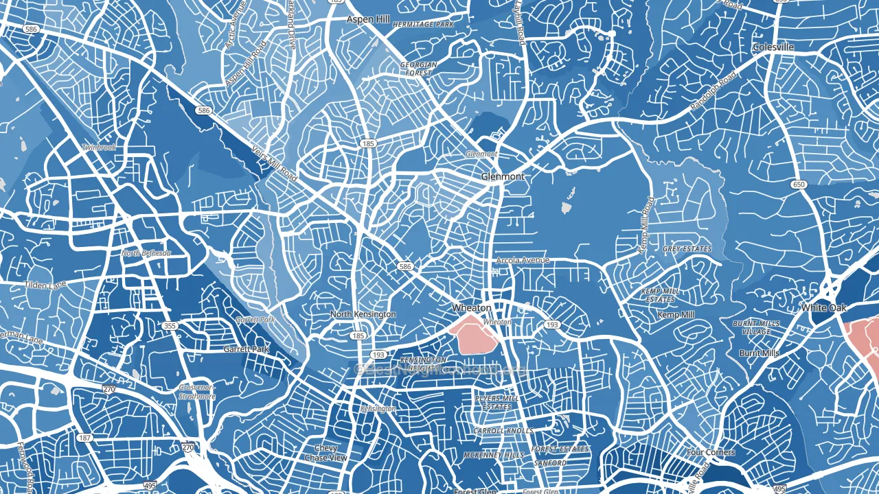 Wheaton, MD block-group political-lean map