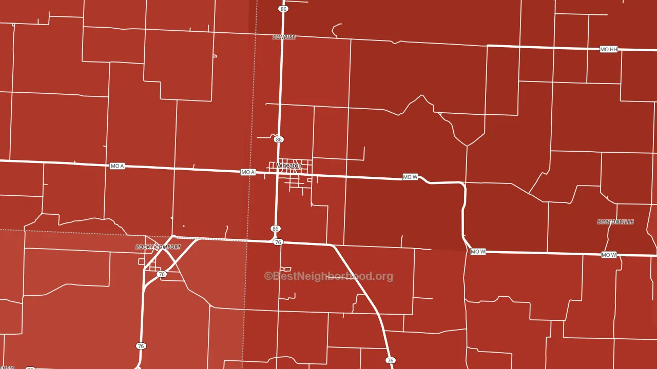 Wheaton, MO block-group political-lean map