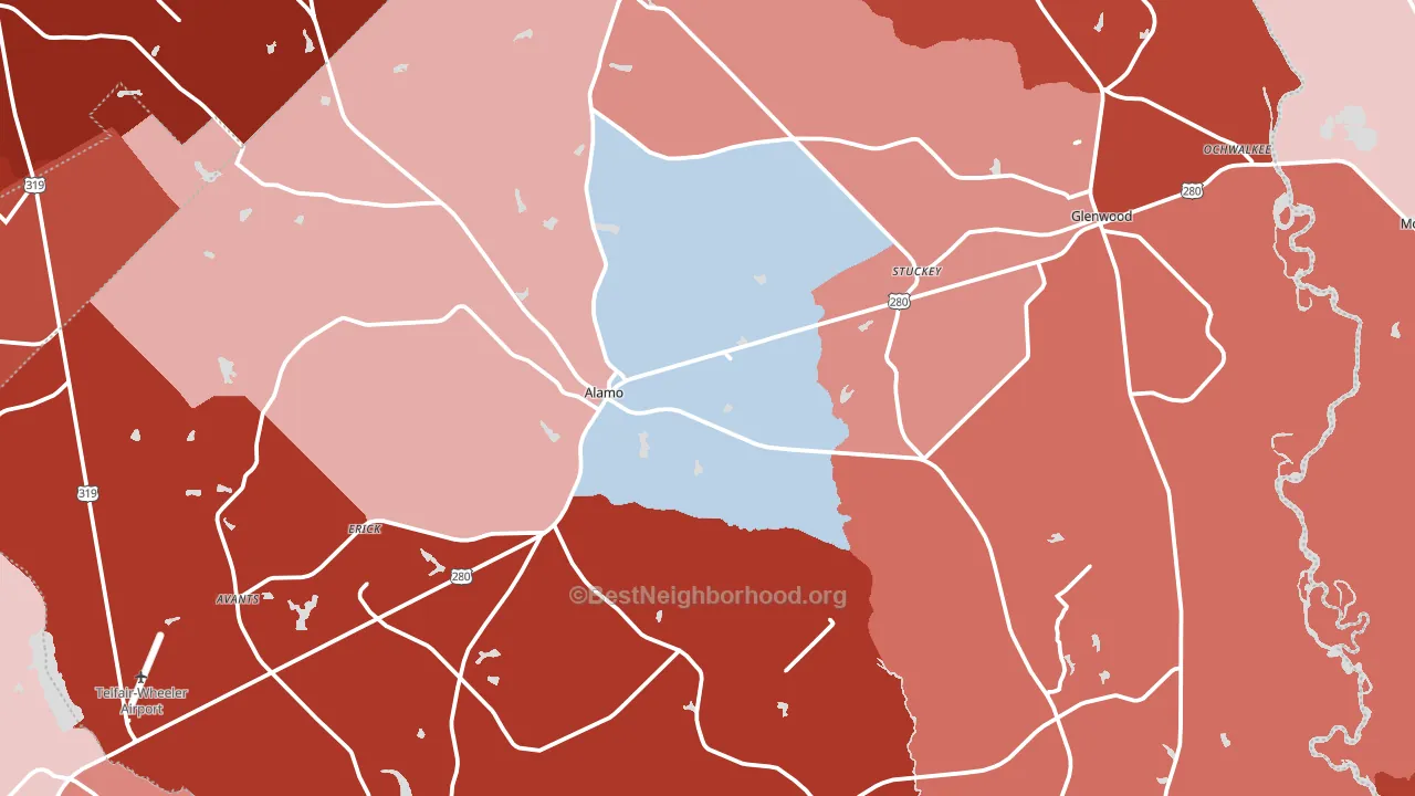 Wheeler County, GA block-group political-lean map