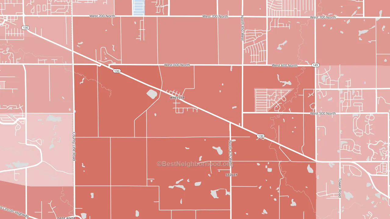 Wheeler, IN block-group political-lean map