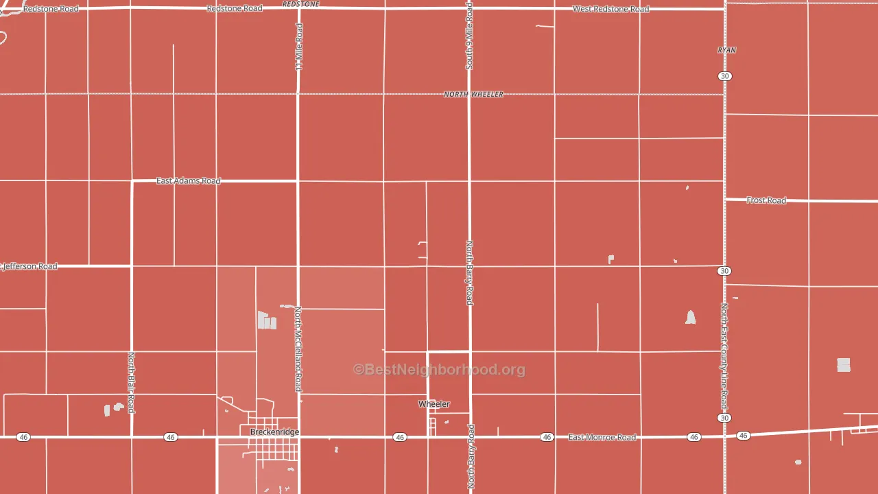 Wheeler, MI block-group political-lean map