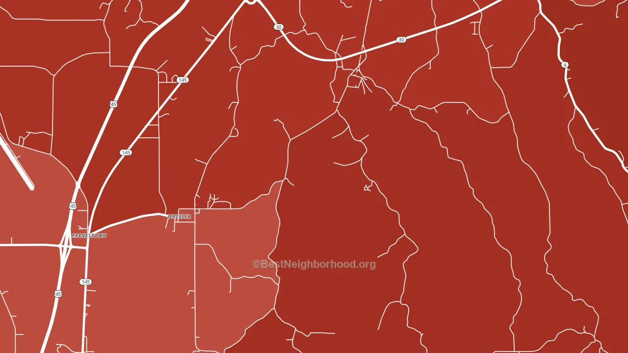 Wheeler, MS block-group political-lean map