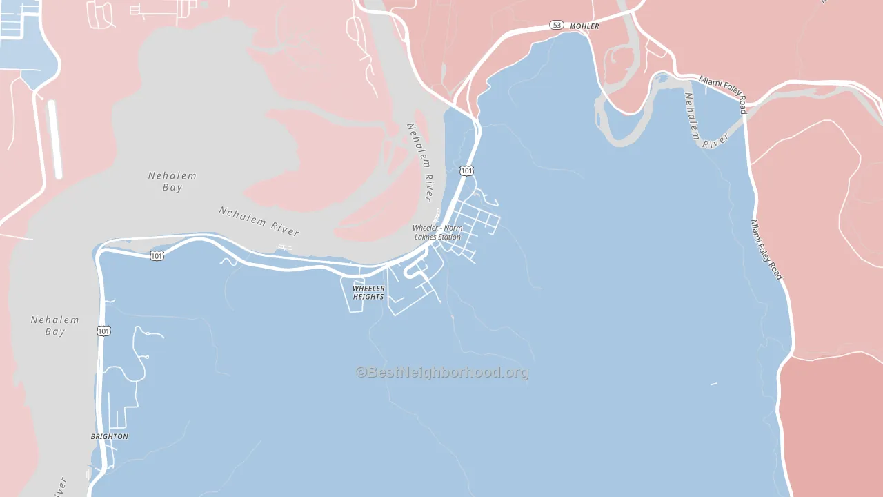 Wheeler, OR block-group political-lean map