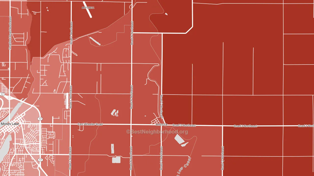 Wheeler, WA block-group political-lean map
