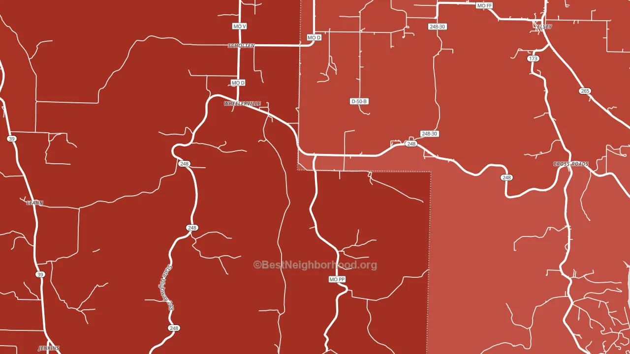 Wheelerville, MO block-group political-lean map