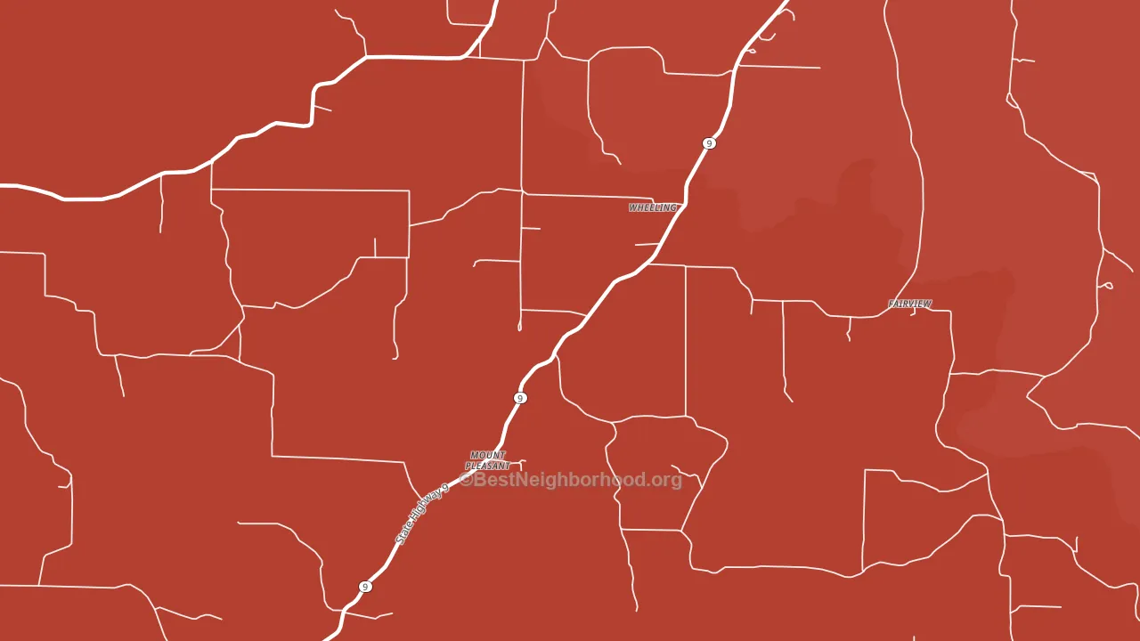 Wheeling, AR block-group political-lean map