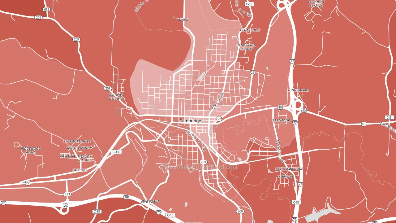 Wheeling Avenue Historic District, Cambridge, OH block-group political-lean map