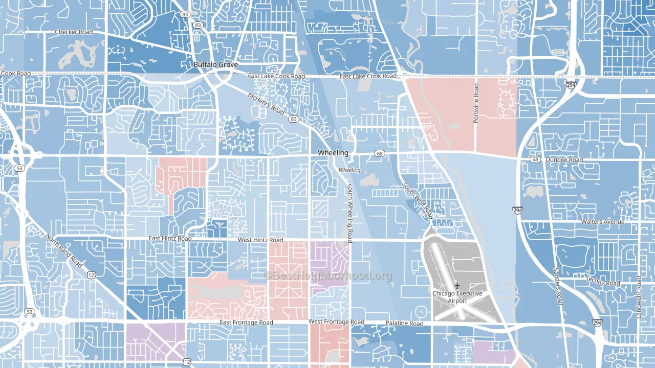 Wheeling, IL block-group political-lean map