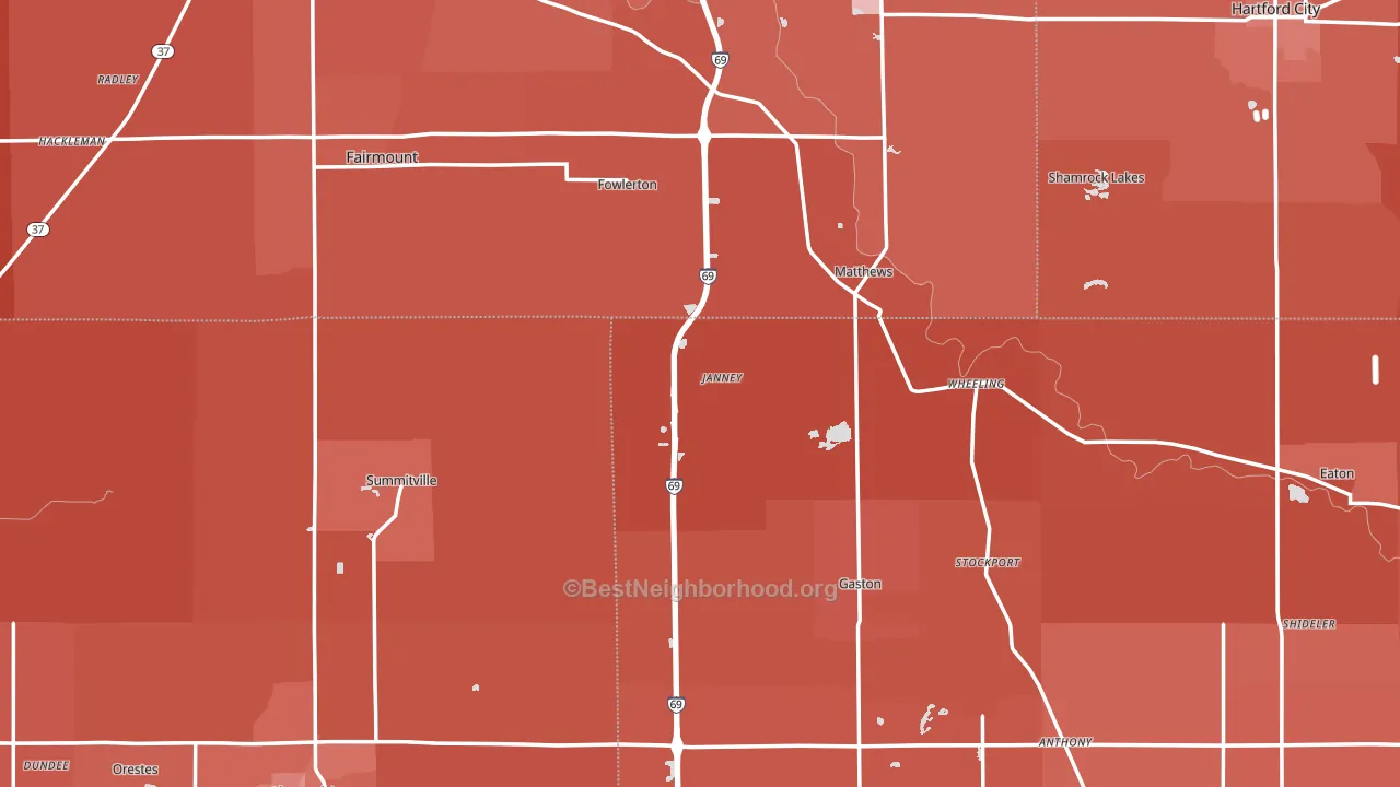 Wheeling, IN block-group political-lean map