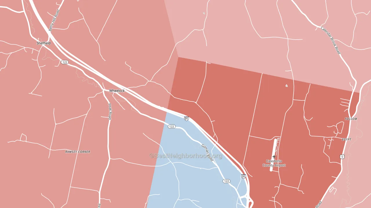 Wheelock, VT block-group political-lean map