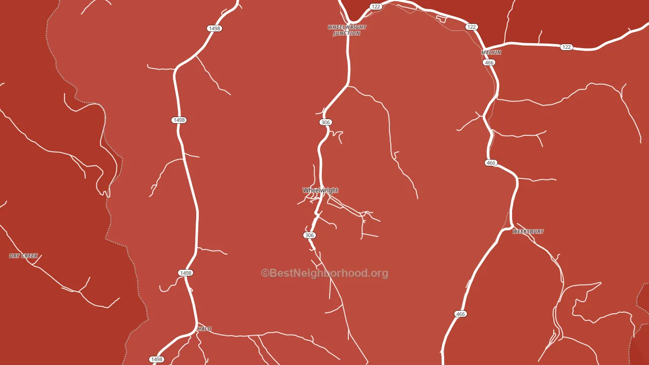 Wheelwright, KY block-group political-lean map