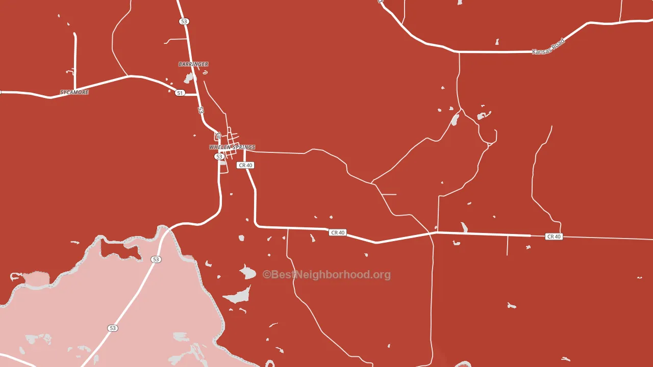 Whelen Springs, AR block-group political-lean map